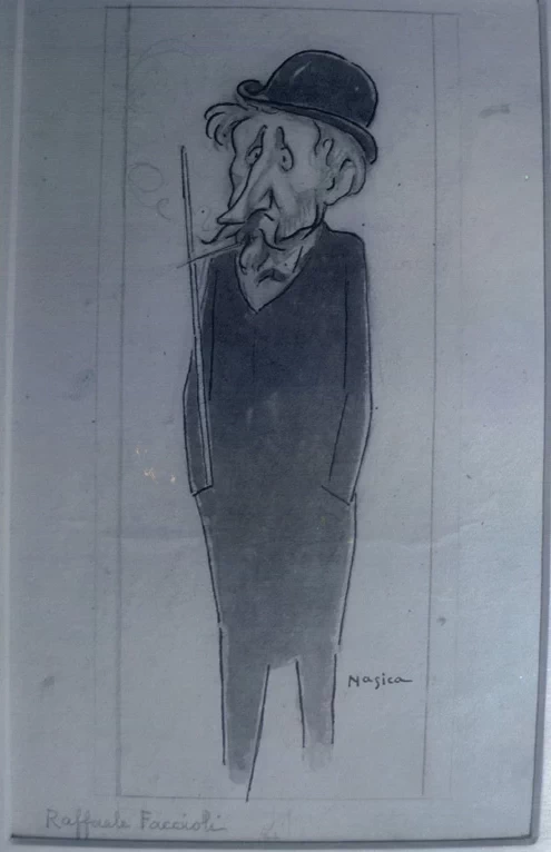 Il Cav. Raffaele Faccioli - penna e matita di Augusto Majani